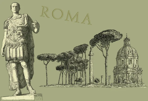 Róma nézet illusztráció — Stock Fotó