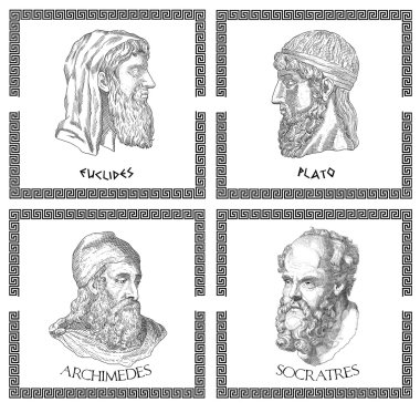 Ancient greek scientists, philosophers clipart