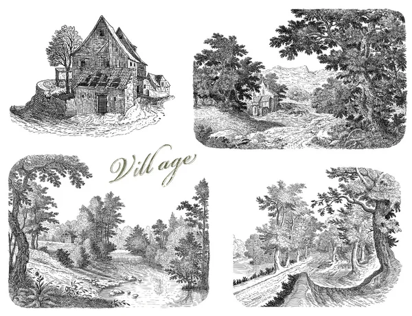 Village illustration — Stock Photo, Image