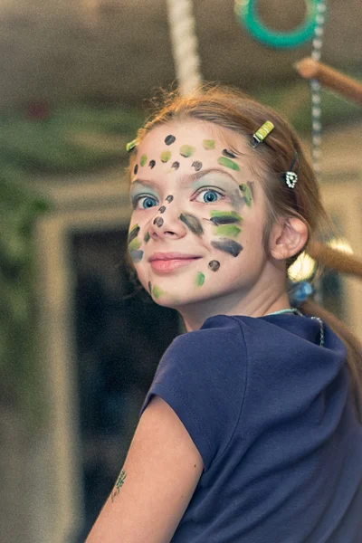 Happy child with the adorned person — Stock Photo, Image