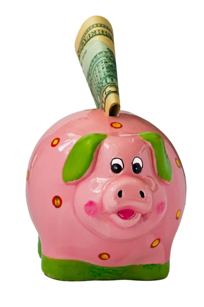 Piglet, money-box for money on a white background — Stock Photo, Image