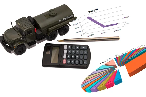 Calculation of price advance on a fuel, oil — Stock Photo, Image