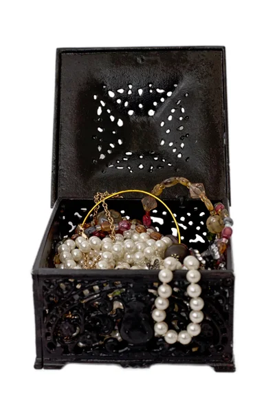 Treasure small box with valuables — Stock Photo, Image