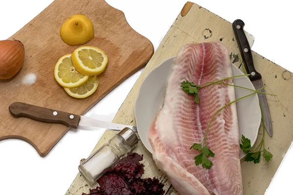 Preparation of dish from fish — Stock Photo, Image