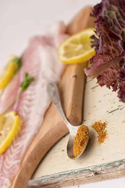 Preparation of dish from fish — Stock Photo, Image