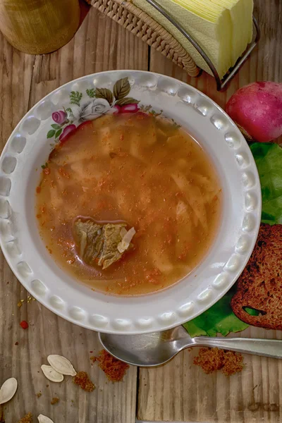 Repas national ukrainien de soupe de viande — Photo