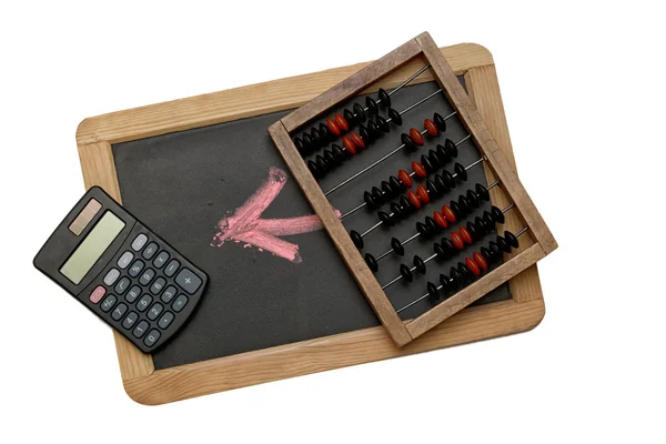 Houten abacuses en calculator — Stockfoto