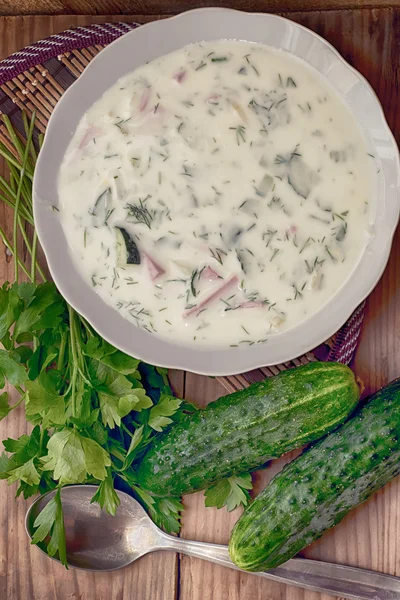 Seasonal chilled soup from vegetables — Stock Photo, Image