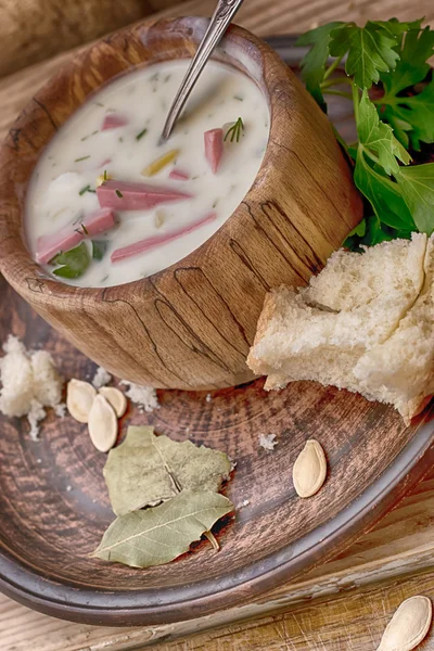 Seasonal chilled soup from vegetables — Stock Photo, Image