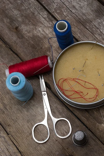 Instruments of repairman clothing and thread — Stock Photo, Image