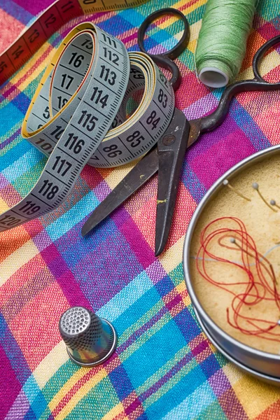 Instruments of repairman clothing and thread — Stock Photo, Image