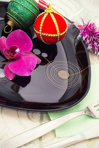 Christmas decorations kitchen table — Stock Photo, Image