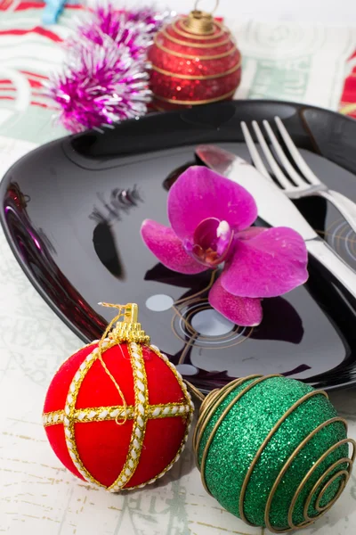 Christmas decorations kitchen table — Stock Photo, Image