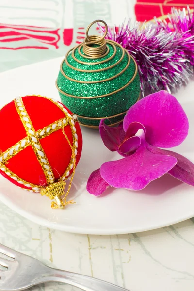 Boże Narodzenie dekoracje stół — Zdjęcie stockowe