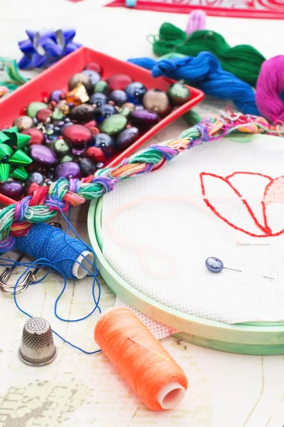 Art of weaving and embroidering — Stock Photo, Image