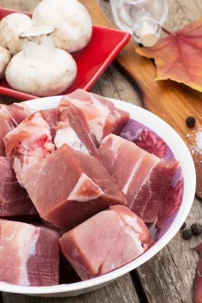 Připravené syrové maso vařit — Stock fotografie