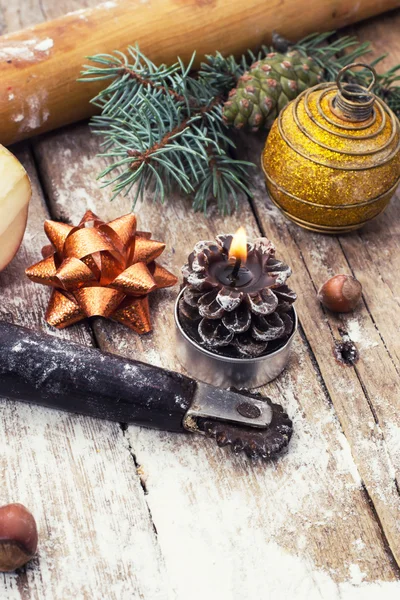 Vánoční dekorace a hračky během zimních prázdnin — Stock fotografie