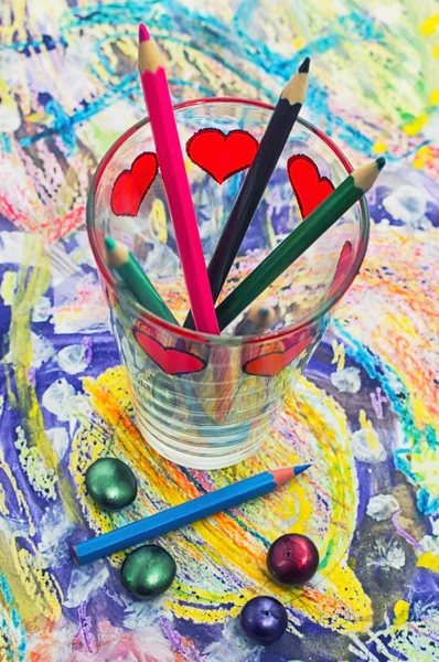 Set di matite e vernici per la pittura — Foto Stock