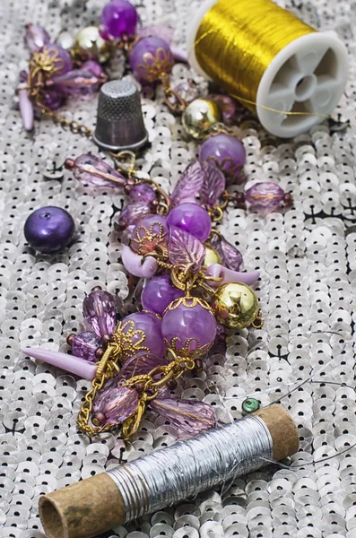 Necklaces handmade jewelry and beaded — Stock Photo, Image