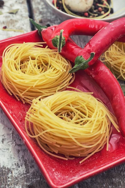 Prefabricated tagliatelle pasta — Stock Photo, Image