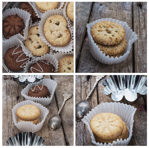 Sušenky a formy na pečení — Stock fotografie