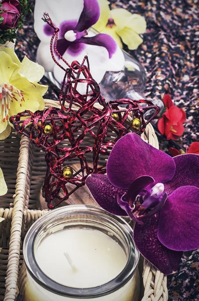 Basket with different flowers — Stock Photo, Image