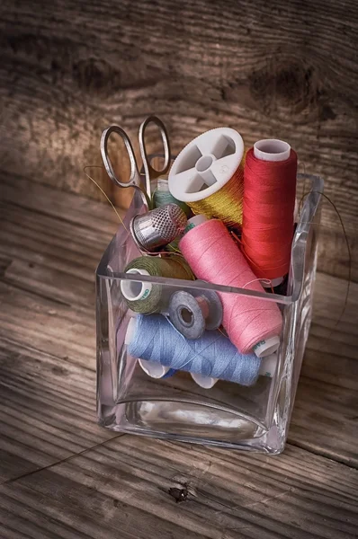 Old seamstress for needlework — Stock Photo, Image