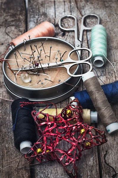 Old seamstress for needlework — Stock Photo, Image