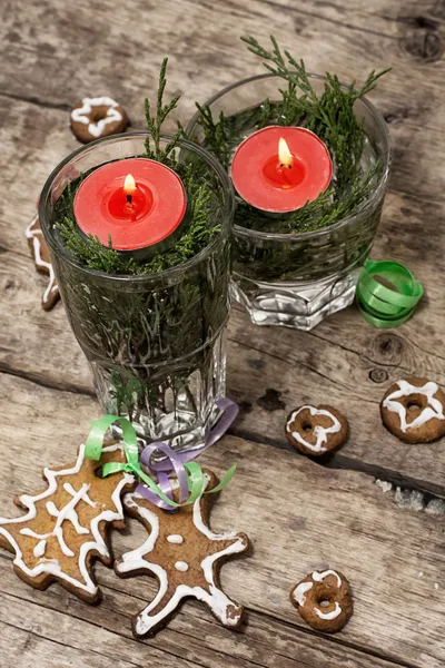 Christmas decorations and tasty cookies — Stock Photo, Image