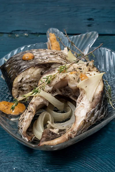 Piece of fragrant roasted fish — Stock Image Piece of fragrant roasted fish Stock Image