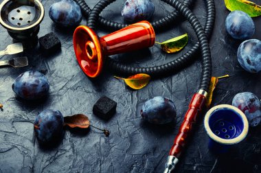 Erik kokulu tütünle nargile içmek. Meyve shisha.