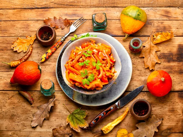 Autumn Salad Pumpkin Squash Pork Ears Pork Ear Spicy Salad — Stock Photo, Image