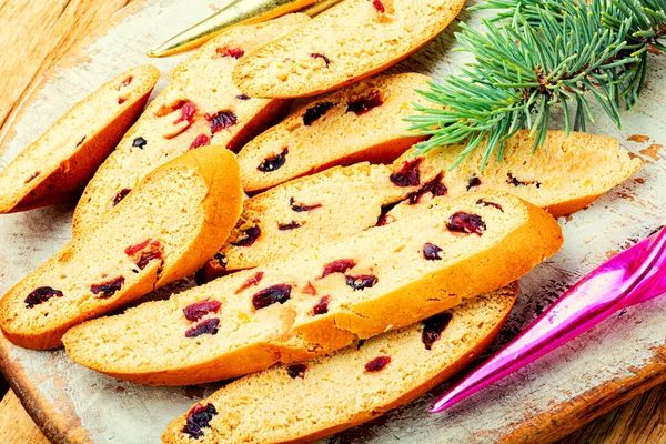 Frische Kekse Mit Getrockneten Preiselbeeren Cantuccini Weihnachtsessen — Stockfoto