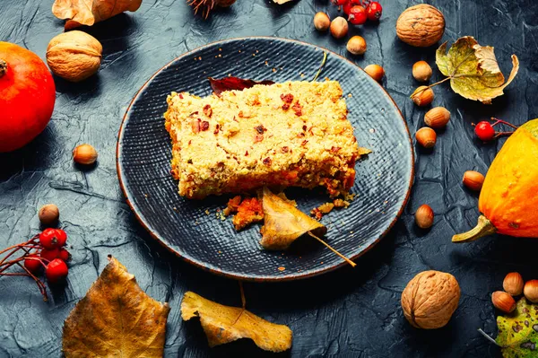 Смачний Традиційний Осінній Пиріг Святковий Гарбузовий Торт — стокове фото