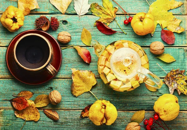 Chá Frutas Delicioso Caseiro Marmelo Outono — Fotografia de Stock