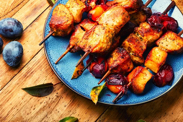 Bbq Meat Barbecue Delicious Fried Kebabs Skewers — Fotografia de Stock