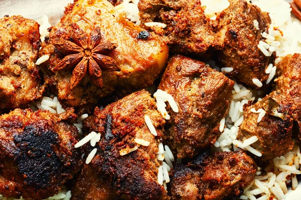 Ecet Pácolt Sertés Párolt Indiai Fűszerek Vindaloo — Stock Fotó