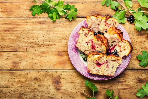 Summer Pie Berries Delicious Homemade Cakes Black Currants — Stock Photo, Image