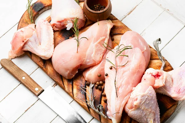 Sliced Uncooked Chicken Meat Ingredients Raw Chicken Meat Healthy Eating — Fotografia de Stock