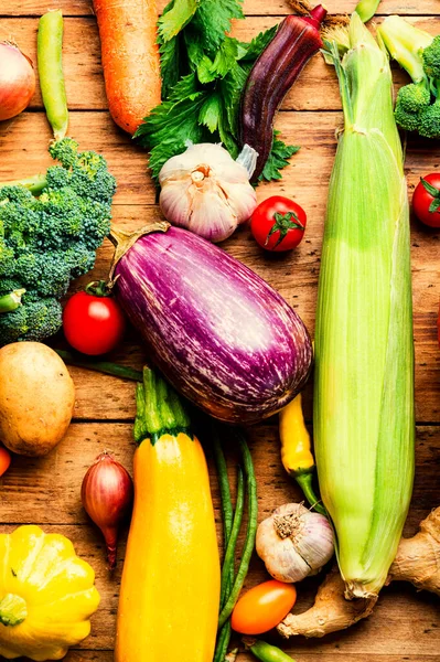 Friss Nyári Őszi Növények Vegán Étel Egészséges Élelmiszer Háttér — Stock Fotó