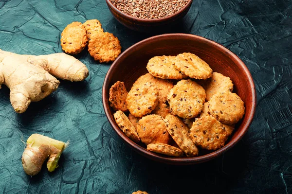 Finom Keksz Gyömbérrel Lennel Vegetáriánus Cookie — Stock Fotó