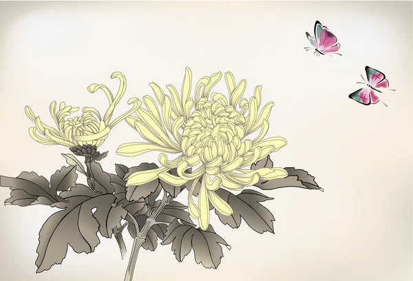 Maman et papillon — Image vectorielle
