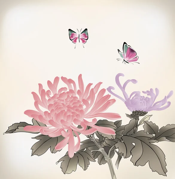Mutter und Schmetterling — Stockvektor