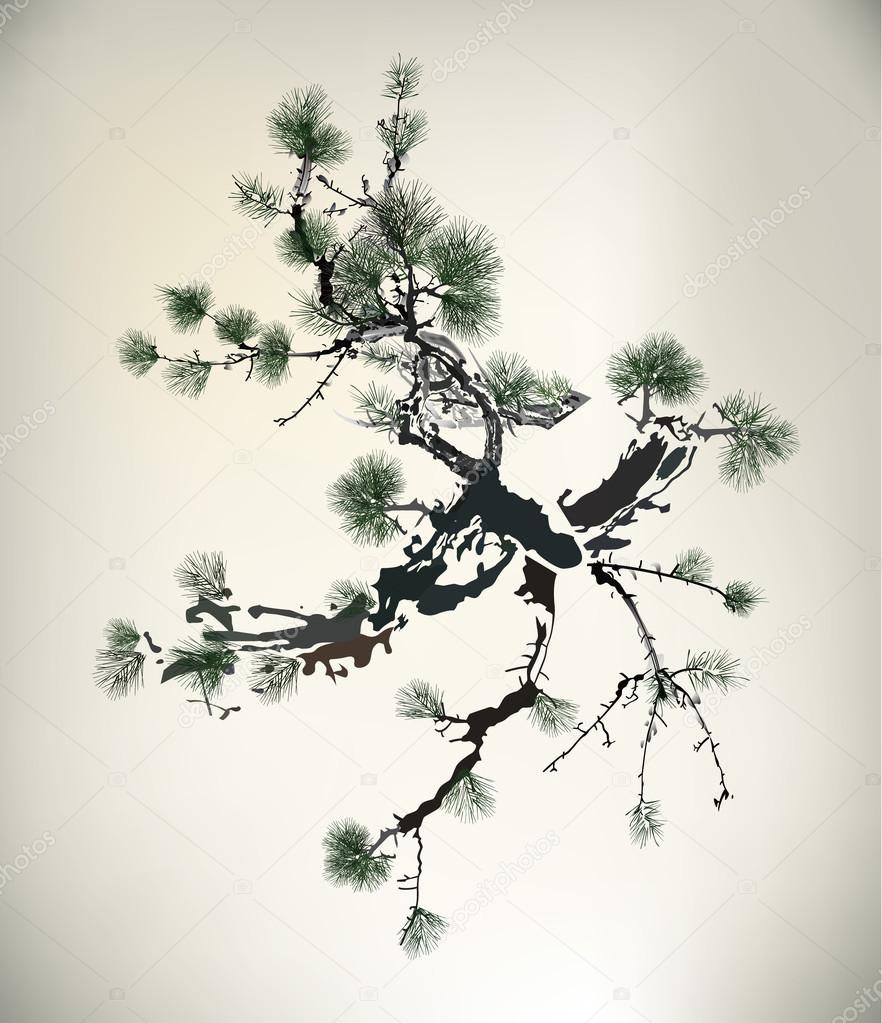 Ink style Pine Tree