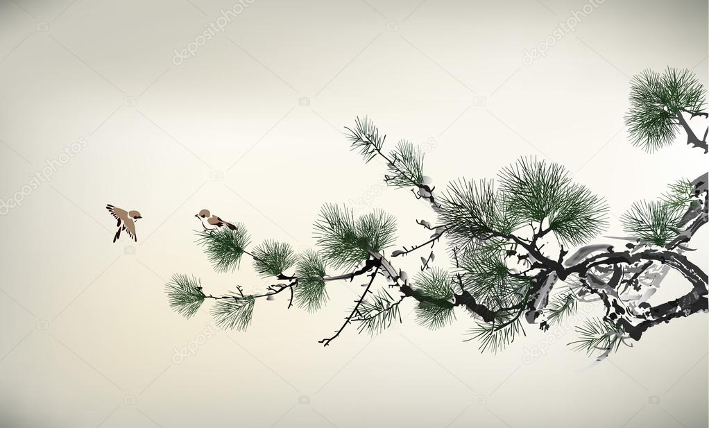 Ink style Pine Tree