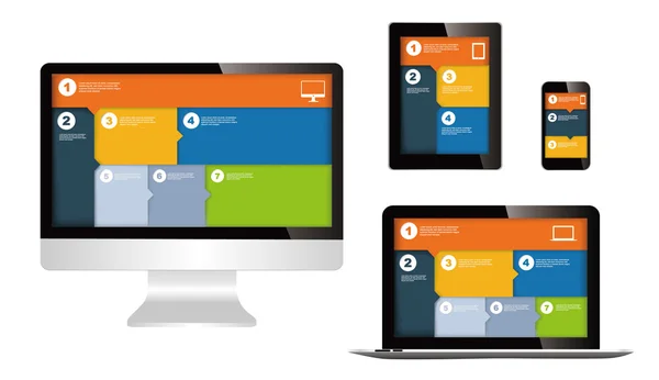 Responsieve webdesign op verschillende apparaten — Stockvector