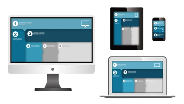 Responsives Webdesign auf verschiedenen Geräten — Stockvektor