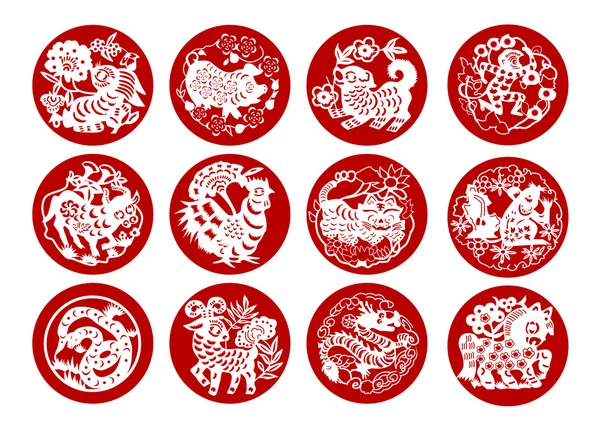 中国のカレンダーの動物 — ストックベクタ