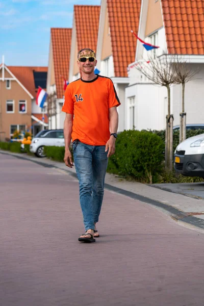 Holandês Celebrando Dia Dos Reis Estrada Durante Uma Festa Rua — Fotografia de Stock