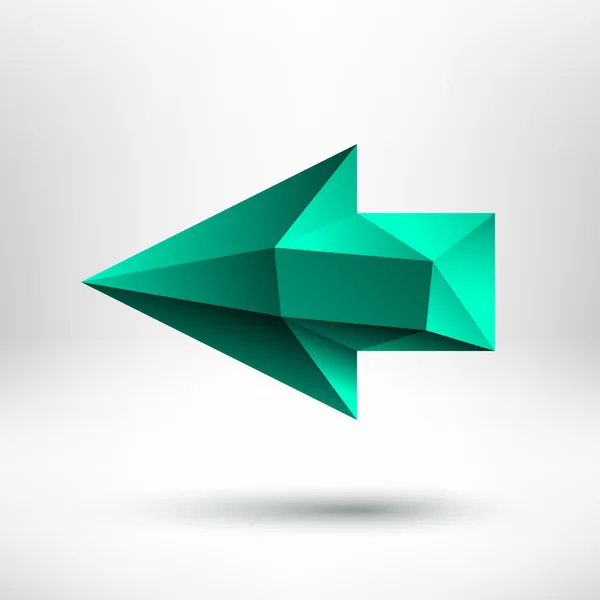 Signo de flecha izquierda verde 3d con fondo de luz — Vector de stock